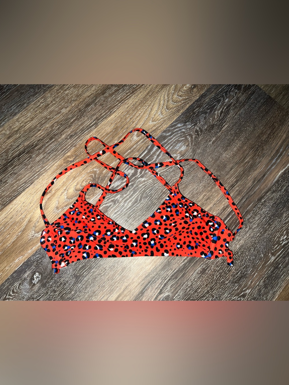 Xhilaration Red Leopard Print Strappy Bikini Top